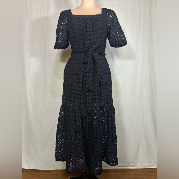 Anthropologie Maeve Josette Eyelet Black Midi Dress - Picture 9 of 16